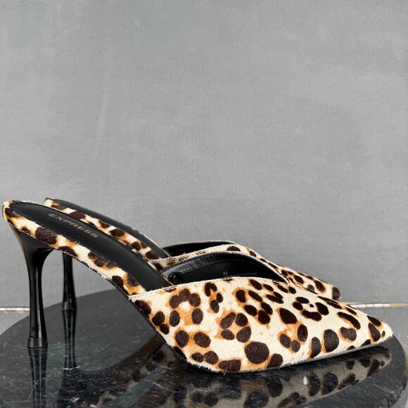 Express Platform Pump Heels Leopard Print Haircalf Women’s Size 9.5 US - Picture 3 of 8